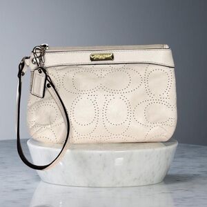 Coach F47330 Perforated Medium Leather Wristlet